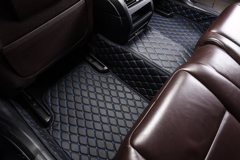 Black and Blue Stitching Custom Diamond Car Mats Clearance
