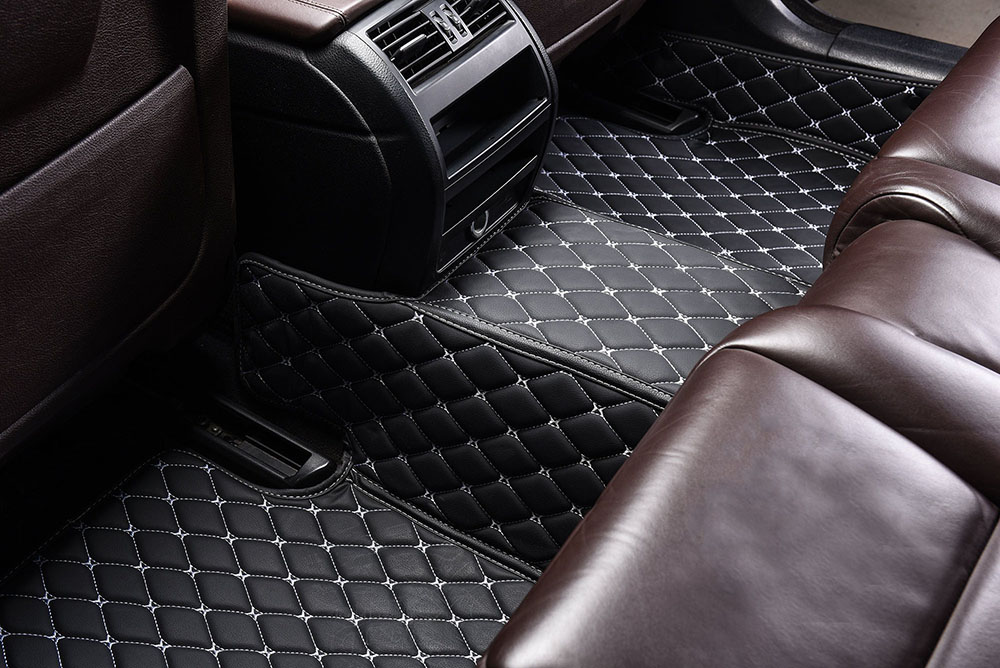 Black and White Stitching Custom Diamond Car Mats Clearance