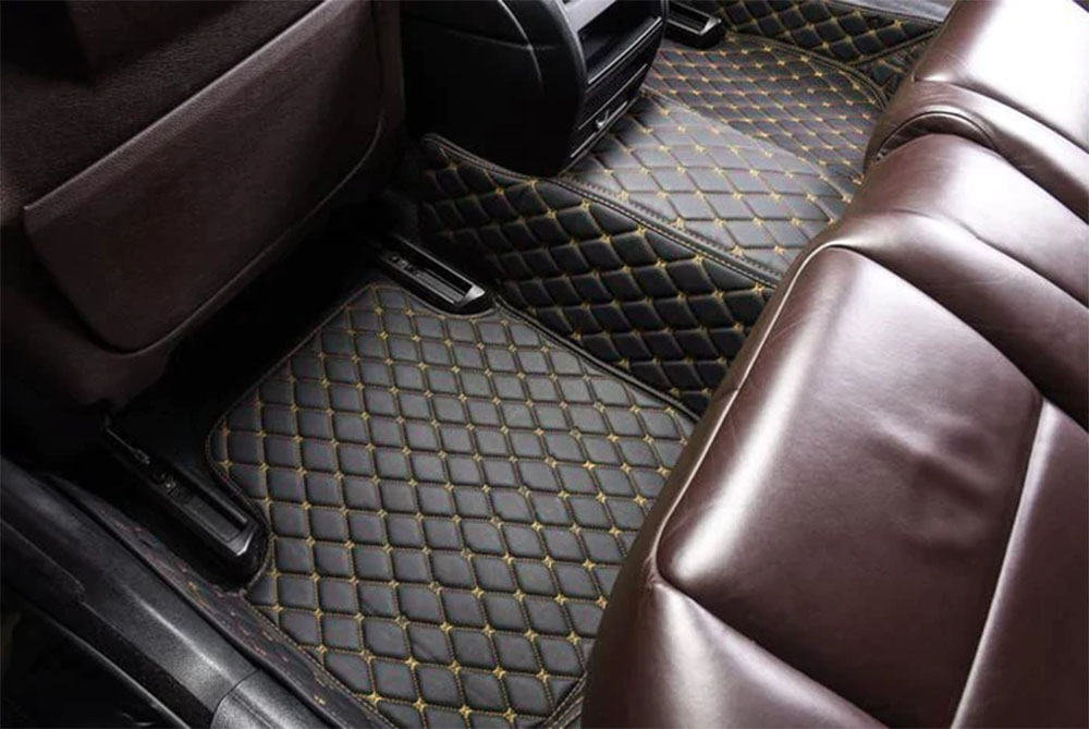 Black and Yellow Stitching Custom Diamond Car Mats Clearance