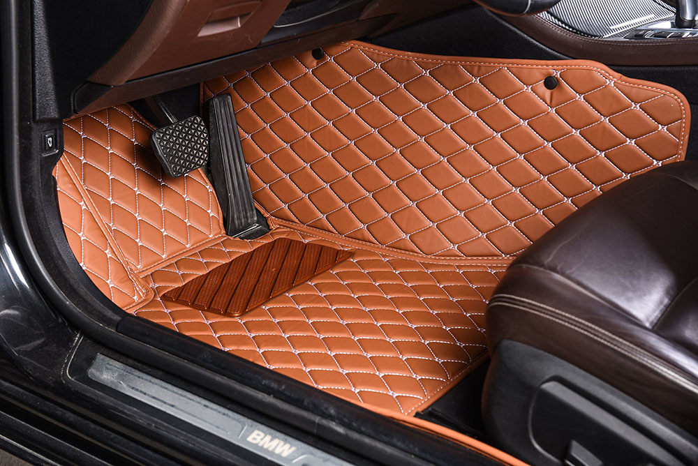 Brown Luxury Leather Diamond Car Mats Clearance
