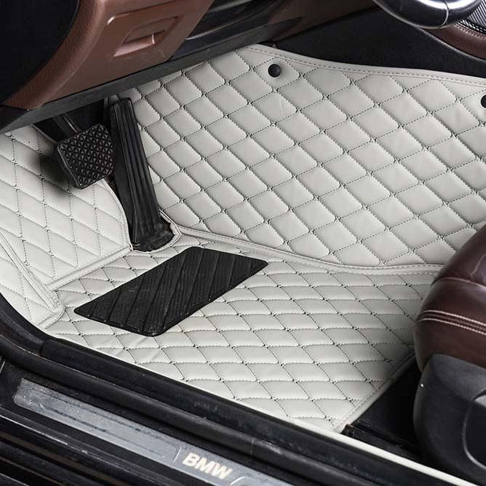 Grey Luxury Leather Diamond Car Mats Clearance