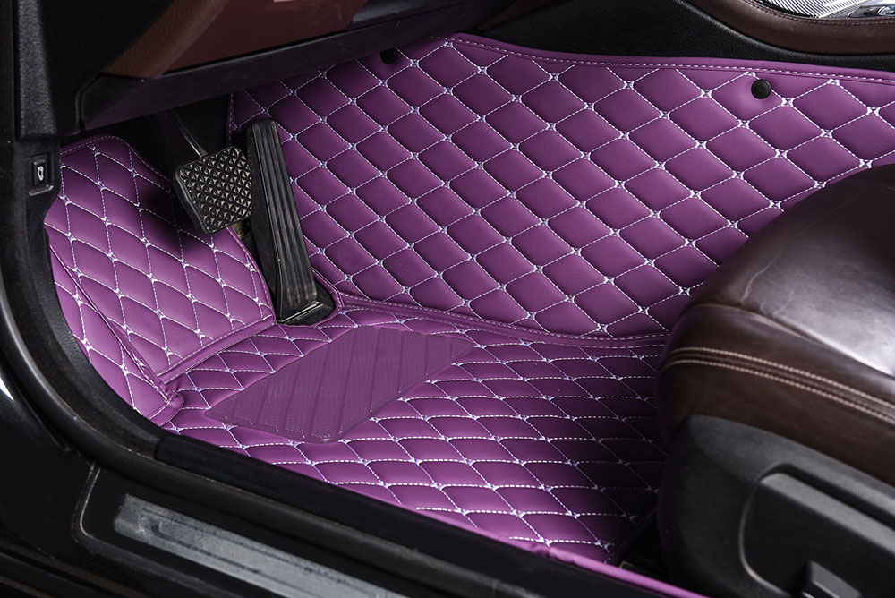 Purple Luxury Leather Diamond Car Mats Clearance