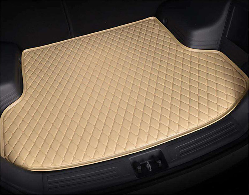 Beige Luxury Leather Diamond Trunk Base Mats Clearance