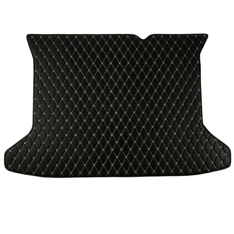 Black and Beige Stitching Luxury Leather Diamond Trunk Base Mats Clearance