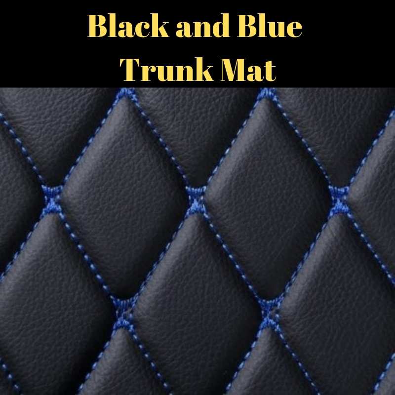 Black and Blue Stitching Luxury Leather Diamond Trunk Base Mats Clearance