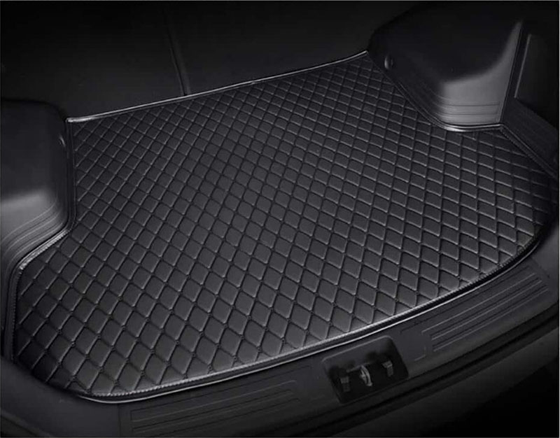 Black and Black Stitching Luxury Leather Diamond Trunk Base Mats Clearance
