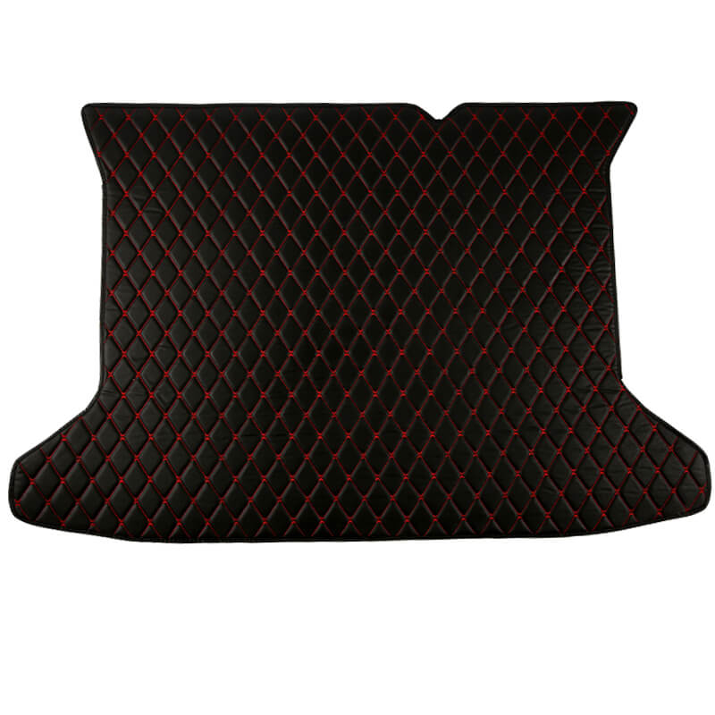 Black and Red Stitching Luxury Leather Diamond Trunk Base Mats Clearance