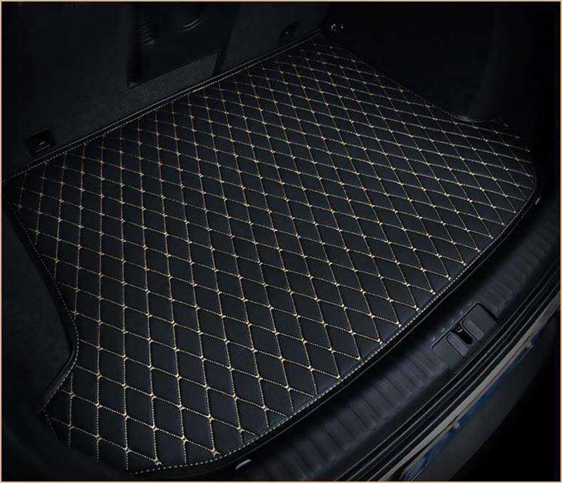 Black and White Stitching Luxury Leather Diamond Trunk Base Mats Clearance