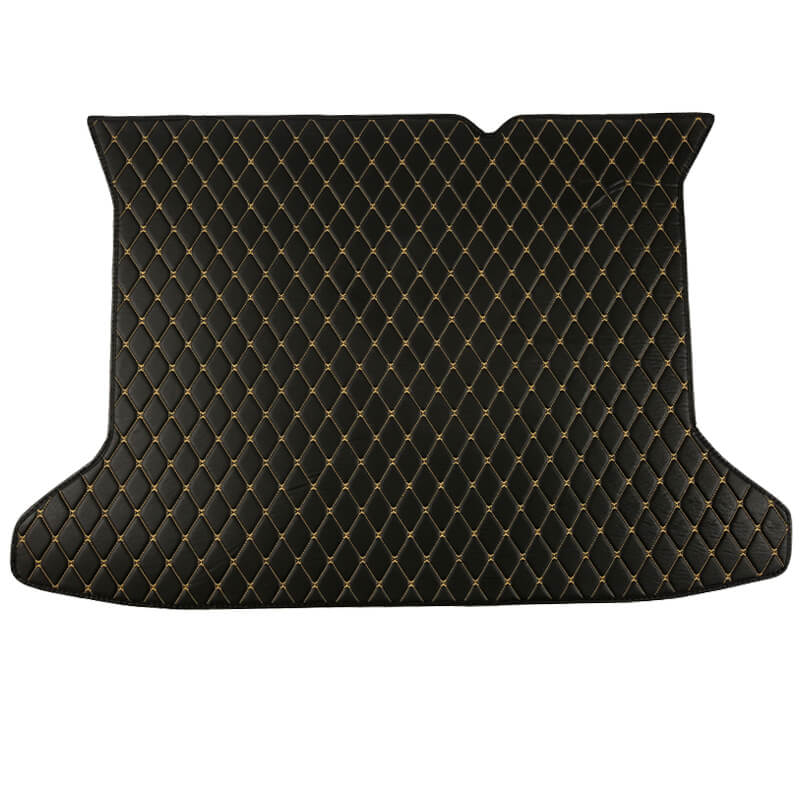 Black and Yellow Stitching Luxury Leather Diamond Trunk Base Mats Clearance
