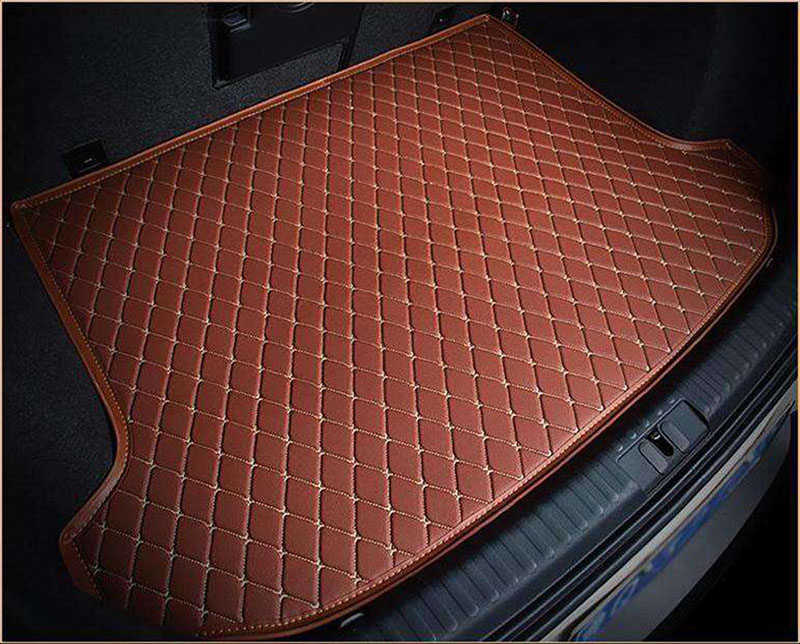 Brown Luxury Leather Diamond Trunk Base Mats Clearance