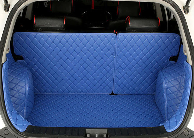 Blue Full Cover Luxury Leather Diamond Trunk Car Mats Clearance