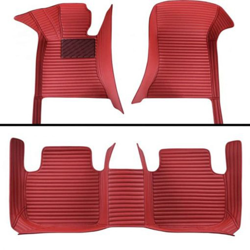 Maroon Luxury Leather Stripe Car Mats Clearance