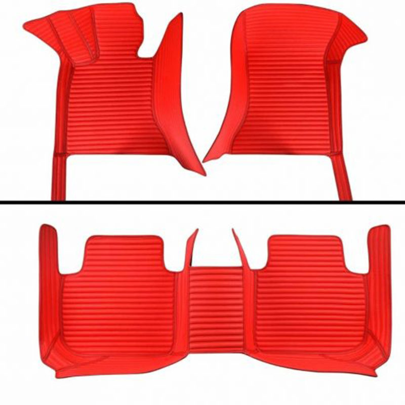 Red Luxury Leather Stripe Car Mats Clearance